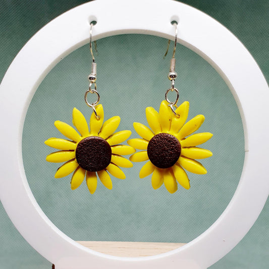 Sunflower Earrings with Silver Findings, Jewellery, Garden Lover, Floral, Spring, Polymer Clay, Gift, Jewellery, Accessories