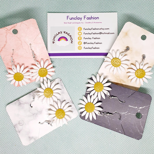 Daisy Earrings with Silver Findings, Jewellery, Garden Lover, Floral, Spring, Polymer Clay, Gift, Jewellery, Accessories